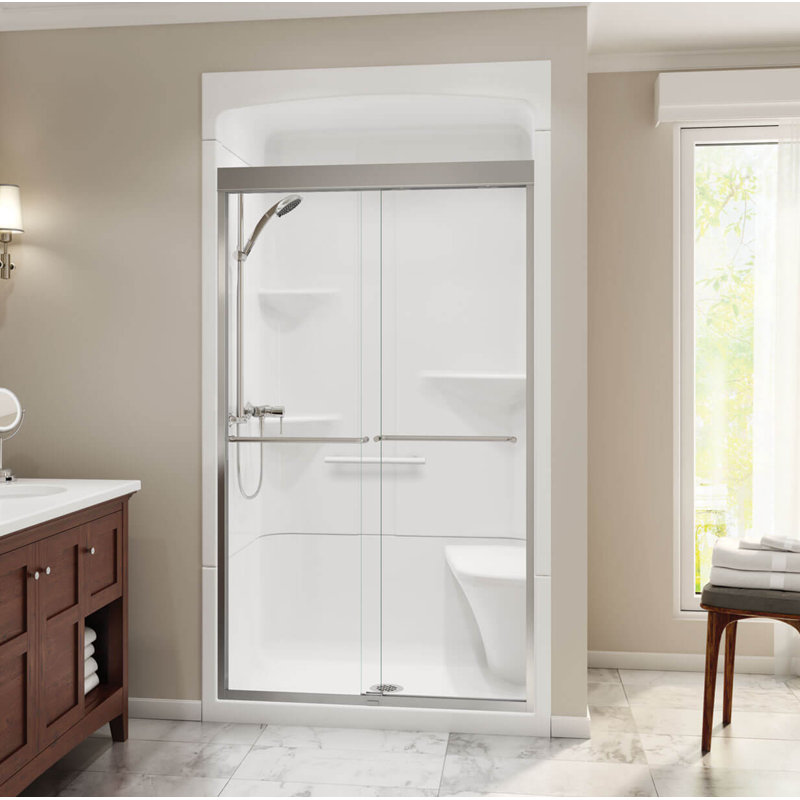 Maax Inc Camelia 48" W x 88" H Framed Rectangle Shower Stall with Seat and Base Included
